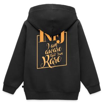 INFJ Bewusst, dass ich selten bin Design Lustiges Geschenk - Kinder Premium Organic Zip Hoodie - Schwarz - Hinten - AI Model Kid Male (0cm)