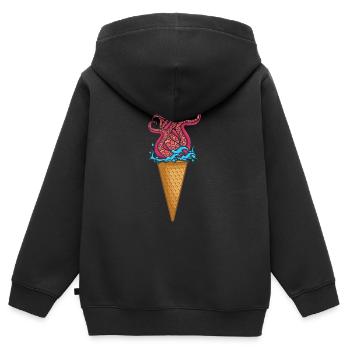 Summer Nautical Ice Cream Kraken Octopus Lover - Kids Premium Organic Zip-up Hoodie - black - Back - AI Model Kid Male (0cm)