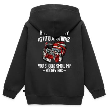 Eishockey - Kinder Premium Organic Zip Hoodie - Schwarz - Hinten - AI Model Kid Male (0cm)