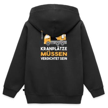 Lustiges Kranplätze Müssen Verdichtet Sein - Kinder Premium Organic Zip Hoodie - Schwarz - Hinten - AI Model Kid Male (0cm)