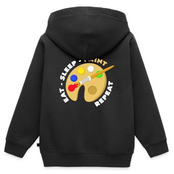 Malen - Kinder Premium Organic Zip Hoodie - Schwarz - Hinten - AI Model Kid Male (0cm)