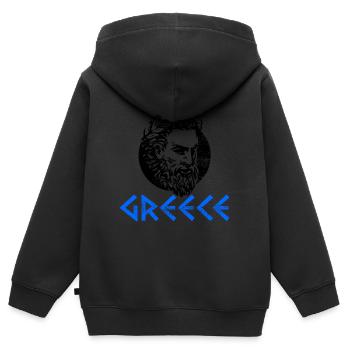 Grèce UE Europe Euro Cadeau - Sweat Premium à capuche zippé enfant bio - noir - Dos - AI Model Kid Male (0cm)