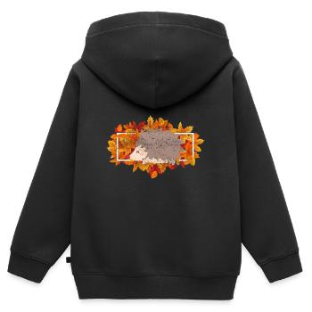 Igel Waldtier Tierfreund Geschenk - Kinder Premium Organic Zip Hoodie - Schwarz - Hinten - AI Model Kid Male (0cm)