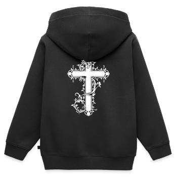 Kreuz Kreuze Barock Religion Symbole Kirche Jesus - Kinder Premium Organic Zip Hoodie - Schwarz - Hinten - AI Model Kid Male (0cm)