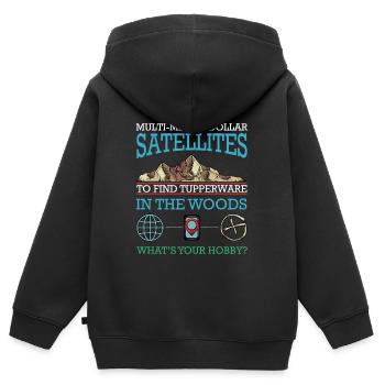 Geocaching - Kinder Premium Organic Zip Hoodie - Schwarz - Hinten - AI Model Kid Male (0cm)