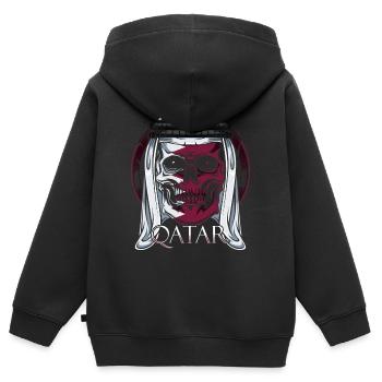 Katar - Kinder Premium Organic Zip Hoodie - Schwarz - Hinten - AI Model Kid Male (0cm)