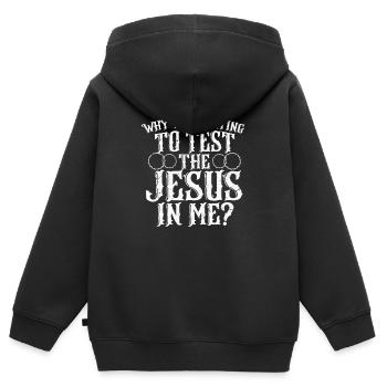 Jesus - Kinder Premium Organic Zip Hoodie - Schwarz - Hinten - AI Model Kid Male (0cm)