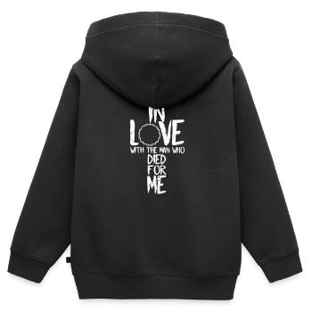Jesus - Kinder Premium Organic Zip Hoodie - Schwarz - Hinten - AI Model Kid Male (0cm)