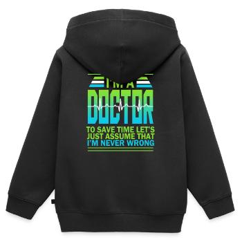Arzt Doktor Medizin Chirurg Mediziner Geschenk - Kinder Premium Organic Zip Hoodie - Schwarz - Hinten - AI Model Kid Male (0cm)
