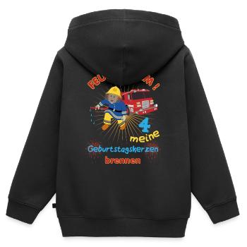 4 Kindergeburtstag Feuerwehr - Kinder Premium Organic Zip Hoodie - Schwarz - Hinten - AI Model Kid Male (0cm)