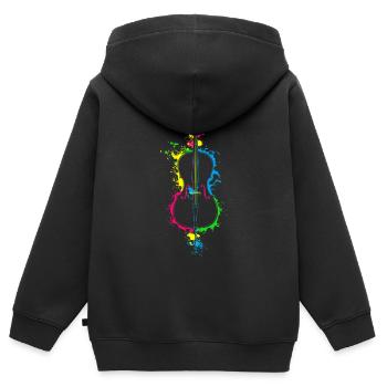 Violoncelle violoncelle - Sweat Premium à capuche zippé enfant bio - noir - Dos - AI Model Kid Male (0cm)