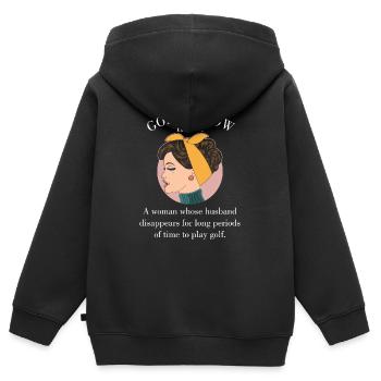 Épouse mari golfeur cadeau drôle golf veuve - Sweat Premium à capuche zippé enfant bio - noir - Dos - AI Model Kid Male (0cm)