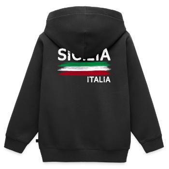 Italie Sicile cadeau de vacances de plage d'été - Sweat Premium à capuche zippé enfant bio - noir - Dos - AI Model Kid Male (0cm)