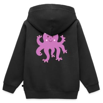 Pieuvre pieuvre pieuvre - Sweat Premium à capuche zippé enfant bio - noir - Dos - AI Model Kid Male (0cm)