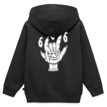 Satan démon démon 666 Tatouages Maléfique à la main - Sweat Premium à capuche zippé enfant bio - noir - Dos - AI Model Kid Male (0cm)