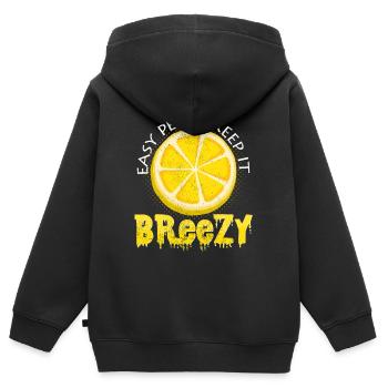 Fruchtige Zitrone Lustige Sprüche Cool Geschenk - Kinder Premium Organic Zip Hoodie - Schwarz - Hinten - AI Model Kid Male (0cm)