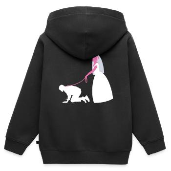 poule - Sweat Premium à capuche zippé enfant bio - noir - Dos - AI Model Kid Male (0cm)