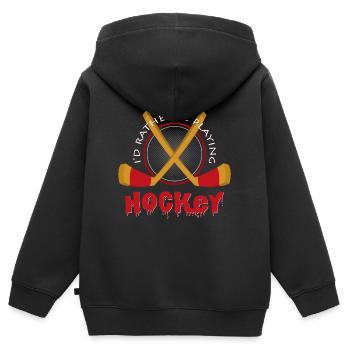 Eishockey - Kinder Premium Organic Zip Hoodie - Schwarz - Hinten - AI Model Kid Male (0cm)