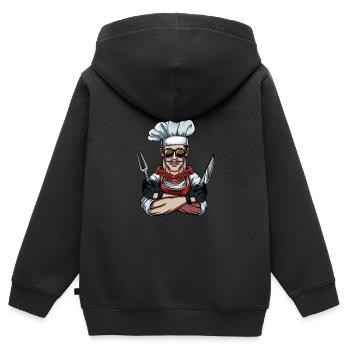 Cool Chef Chefkoch Köche Kochmütze - Kinder Premium Organic Zip Hoodie - Schwarz - Hinten - AI Model Kid Male (0cm)