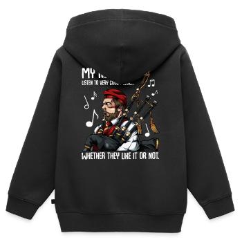 Dudelsack - Kinder Premium Organic Zip Hoodie - Schwarz - Hinten - AI Model Kid Male (0cm)