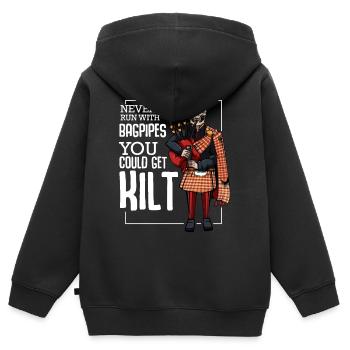 Dudelsack - Kinder Premium Organic Zip Hoodie - Schwarz - Hinten - AI Model Kid Male (0cm)