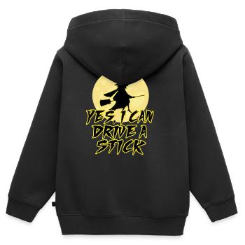 Hexe Zauberei Hexerei Halloween Besen - Kinder Premium Organic Zip Hoodie - Schwarz - Hinten - AI Model Kid Male (0cm)