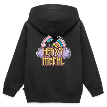 Einhorn Heavy Metall - Kinder Premium Organic Zip Hoodie - Schwarz - Hinten - AI Model Kid Male (0cm)