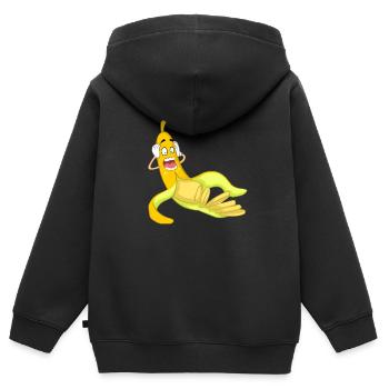 Bananes de bananes découpées Humour - Sweat Premium à capuche zippé enfant bio - noir - Dos - AI Model Kid Male (0cm)