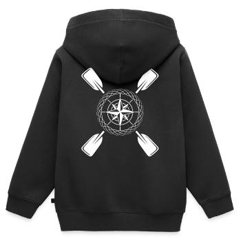 Kajak Paddel Kompass - Kinder Premium Organic Zip Hoodie - Schwarz - Hinten - AI Model Kid Male (0cm)