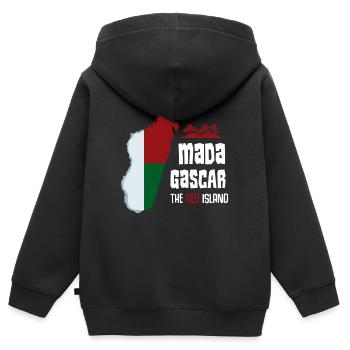 Madagaskar - Kinder Premium Organic Zip Hoodie - Schwarz - Hinten - AI Model Kid Male (0cm)