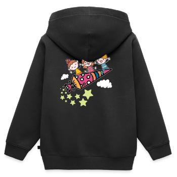 Rentrée scolaire rentrée scolaire - Sweat Premium à capuche zippé enfant bio - noir - Dos - AI Model Kid Male (0cm)
