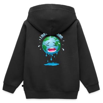 Umwelt-grüner globaler Naturliebhaber-Planet - Kinder Premium Organic Zip Hoodie - Schwarz - Hinten - AI Model Kid Male (0cm)