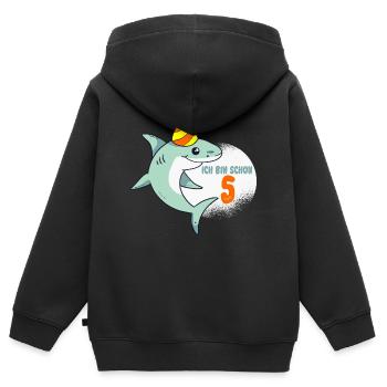 5. Geburtstag 5 Jahre ich bin schon 5 Hai Lustig - Kinder Premium Organic Zip Hoodie - Schwarz - Hinten - AI Model Kid Male (0cm)