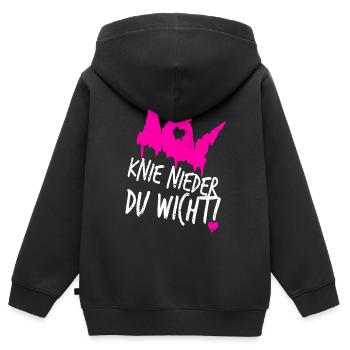 Prinzessin Krone Knie Nieder Böse Königin Lustig - Kinder Premium Organic Zip Hoodie - Schwarz - Hinten - AI Model Kid Male (0cm)