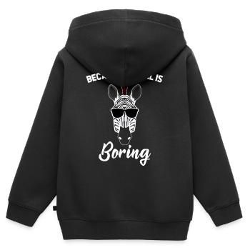 Zebra Zebrastreifen - Kinder Premium Organic Zip Hoodie - Schwarz - Hinten - AI Model Kid Male (0cm)