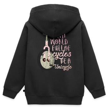 Fahrrad Einrad - Kinder Premium Organic Zip Hoodie - Schwarz - Hinten - AI Model Kid Male (0cm)