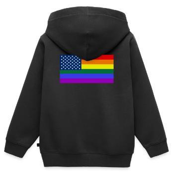 Regenbogen, LGBT, Gay Pride, US LGBT Flag - Kinder Premium Organic Zip Hoodie - Schwarz - Hinten - AI Model Kid Male (0cm)