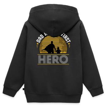 Père et fils - Sweat Premium à capuche zippé enfant bio - noir - Dos - AI Model Kid Male (0cm)
