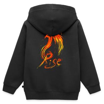 Aufstieg - Kinder Premium Organic Zip Hoodie - Schwarz - Hinten - AI Model Kid Male (0cm)