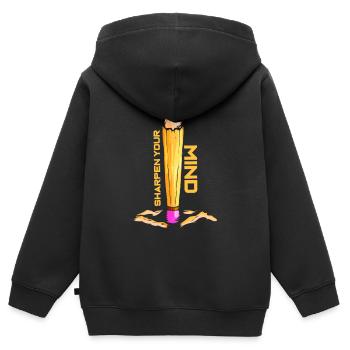 Schärfe Deinen Verstand - Kinder Premium Organic Zip Hoodie - Schwarz - Hinten - AI Model Kid Male (0cm)