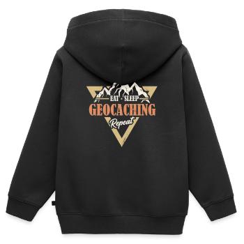 Mangez Sommeil Répétez Géocaching - Sweat Premium à capuche zippé enfant bio - noir - Dos - AI Model Kid Male (0cm)