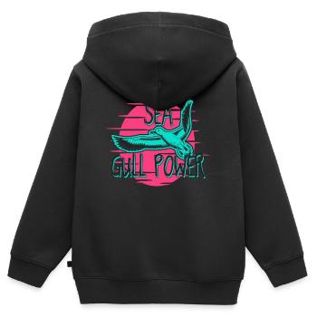 Mouette mer mer côte - Sweat Premium à capuche zippé enfant bio - noir - Dos - AI Model Kid Male (0cm)