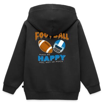 Football américain - Sweat Premium à capuche zippé enfant bio - noir - Dos - AI Model Kid Male (0cm)