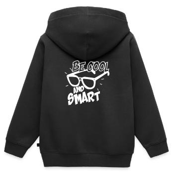 Be Cool And Smart No.8 - Kids Premium Organic Zip-up Hoodie - black - Back - AI Model Kid Male (0cm)