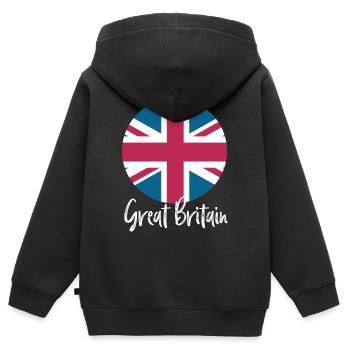 Great Britain - Kinder Premium Organic Zip Hoodie - Schwarz - Hinten - AI Model Kid Male (0cm)