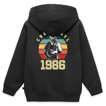 Protection de l'environnement de la centrale nucléaire de Tchernobyl - Sweat Premium à capuche zippé enfant bio - noir - Dos - AI Model Kid Male (0cm)