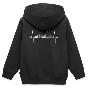 Hamburg Herzschlag Skyline Hamburger Hafen Silber - Kinder Premium Organic Zip Hoodie - Schwarz - Hinten - AI Model Kid Male (0cm)