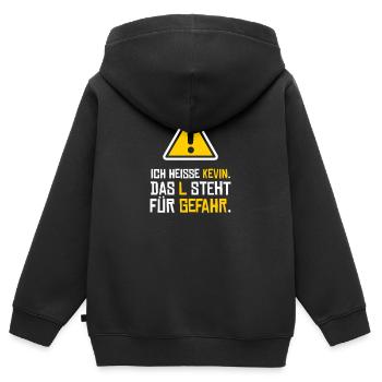 Ich heiße Kevin - Kinder Premium Organic Zip Hoodie - Schwarz - Hinten - AI Model Kid Male (0cm)