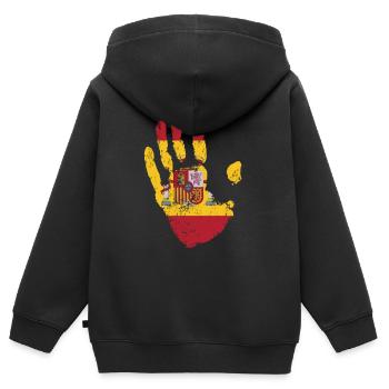 Espagne - Sweat Premium à capuche zippé enfant bio - noir - Dos - AI Model Kid Male (0cm)