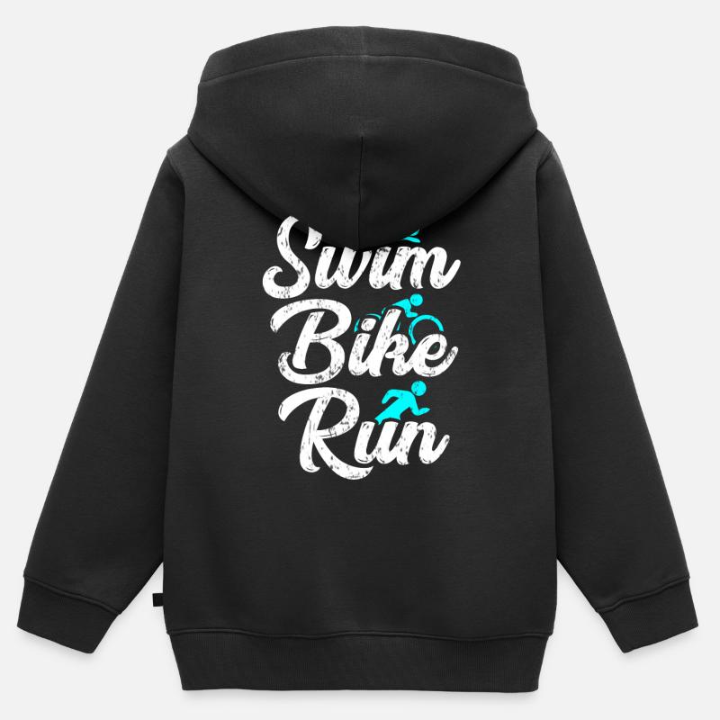 Triathlon Marathon - Sweat Premium à capuche zippé enfant bio - noir